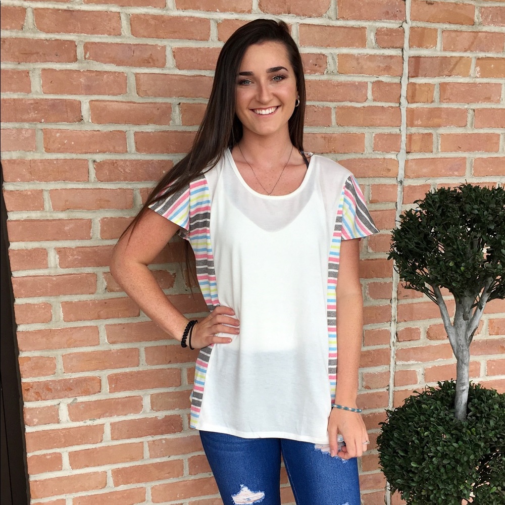 Shop Basic USA Striped contrast top